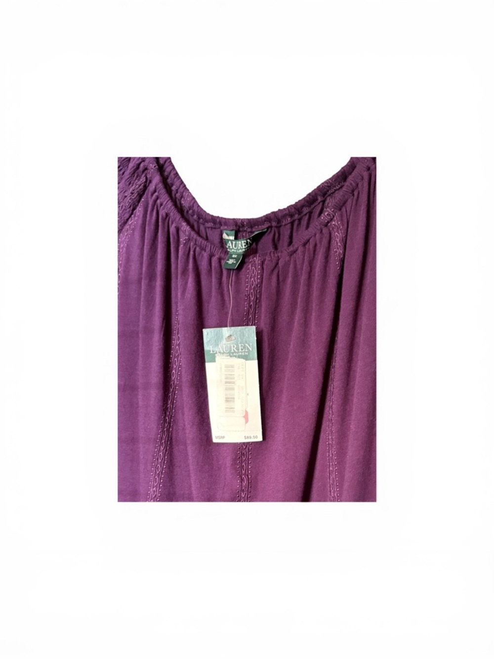 Lauren Ralph Lauren Plum Three-Quarter Sleeve Blouse - Picture 2 of 4